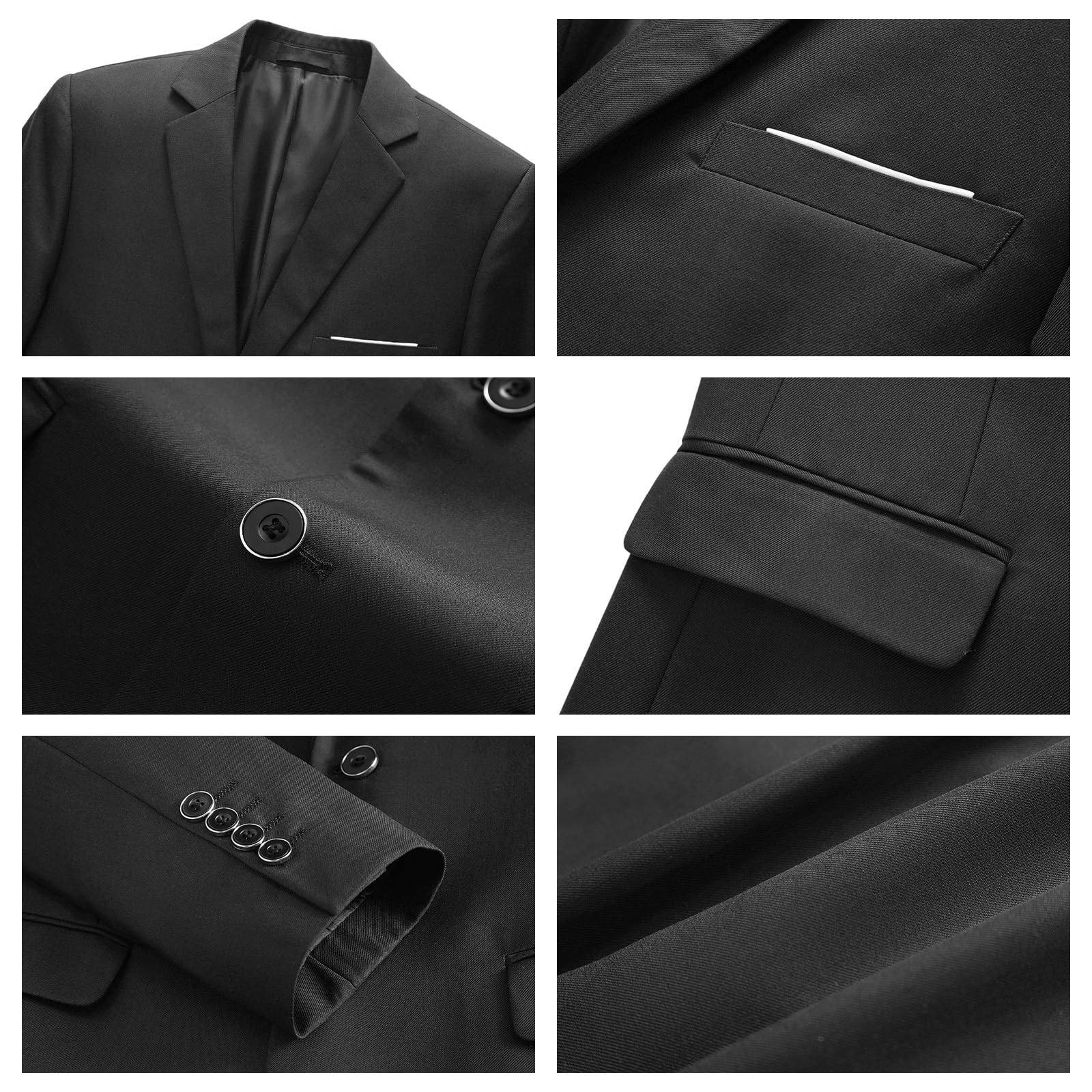 KUDORO Herren Anzüge 3-Teilig Slim Fit Zwei Knöpfe Sakko Weste Hose | Herrenanzug Einreihig für Hochzeit Modern Formell