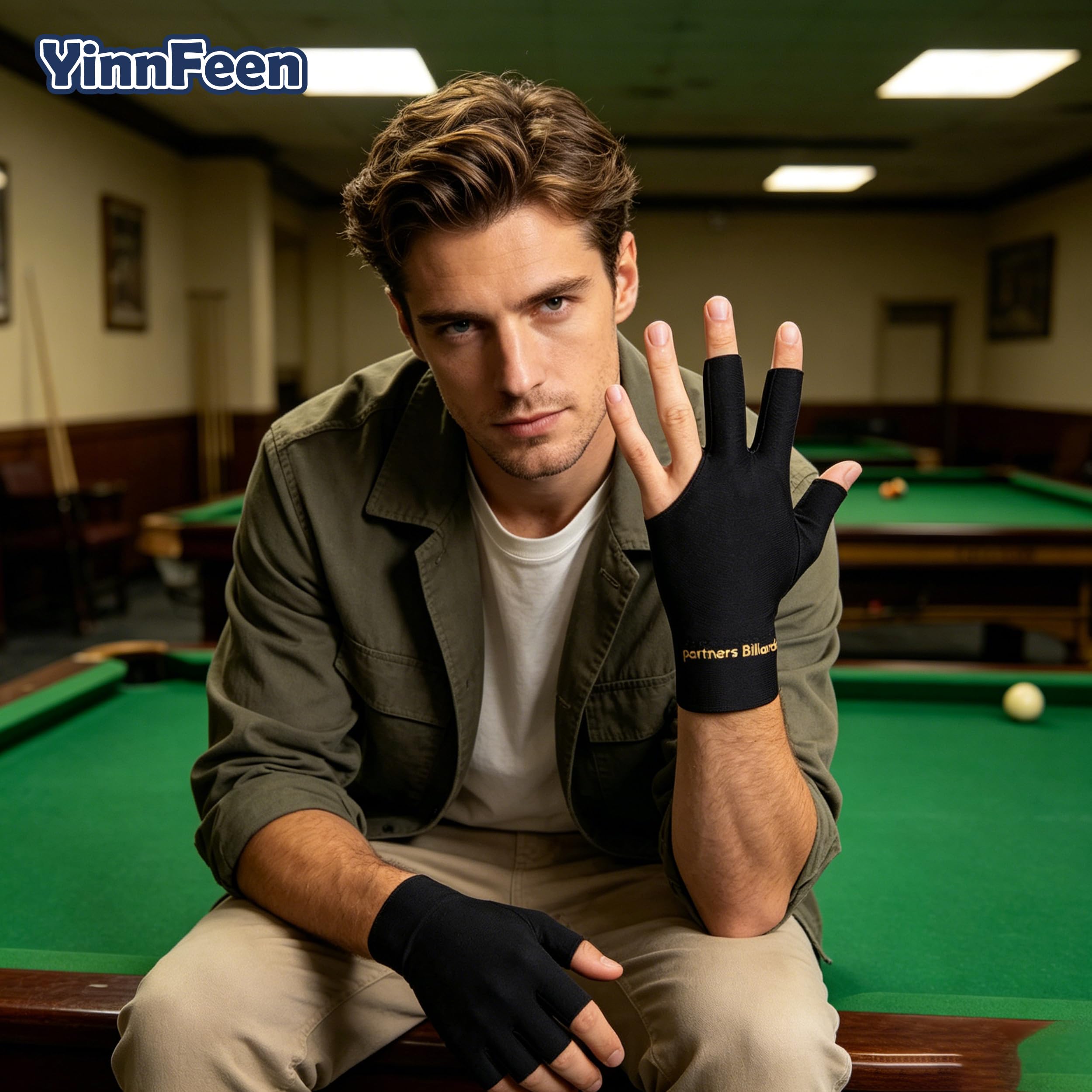 Guantes de Billar 6 Piezas, Guante Snooker Profesional de Poliéster 3 Dedos para Mano Izquierda