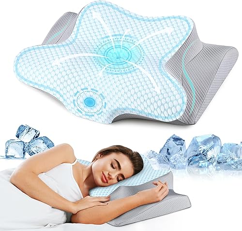 Almohada cervical de espuma viscoelástica para aliviar el dolor de dormir, almohada de contorno para dolor de hombro, almohada ortopédica ergonómica
