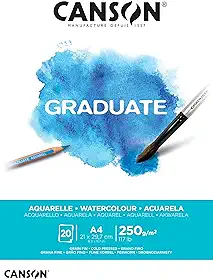 CANSON Graduate, Bloco de Papel para Aquarela, Tamanho A4