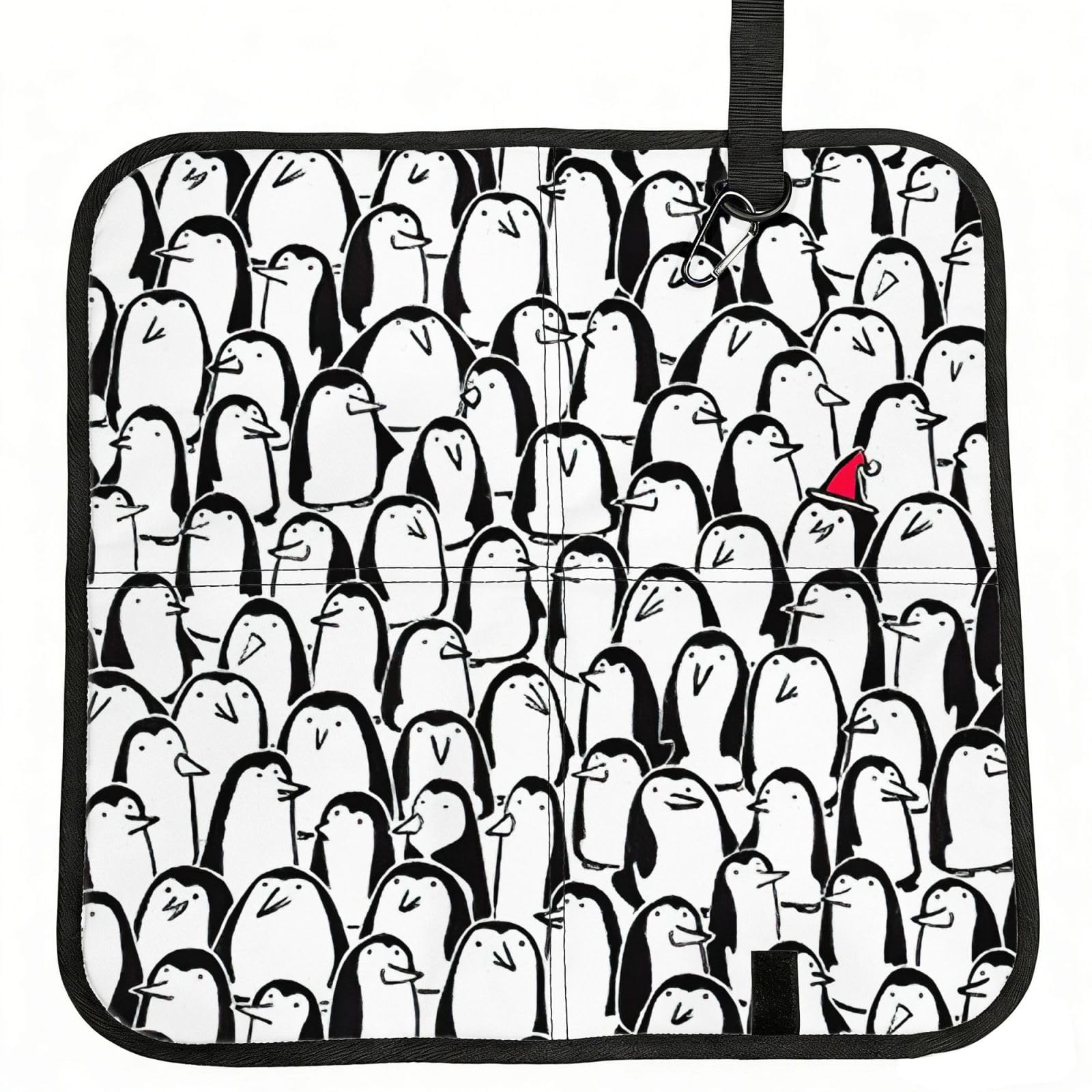 SDEGTHO Stylish Crowd of Penguins Printed Foldable Seat Pad with Closure, Lightweight Cushion for Airplane Travel Camping