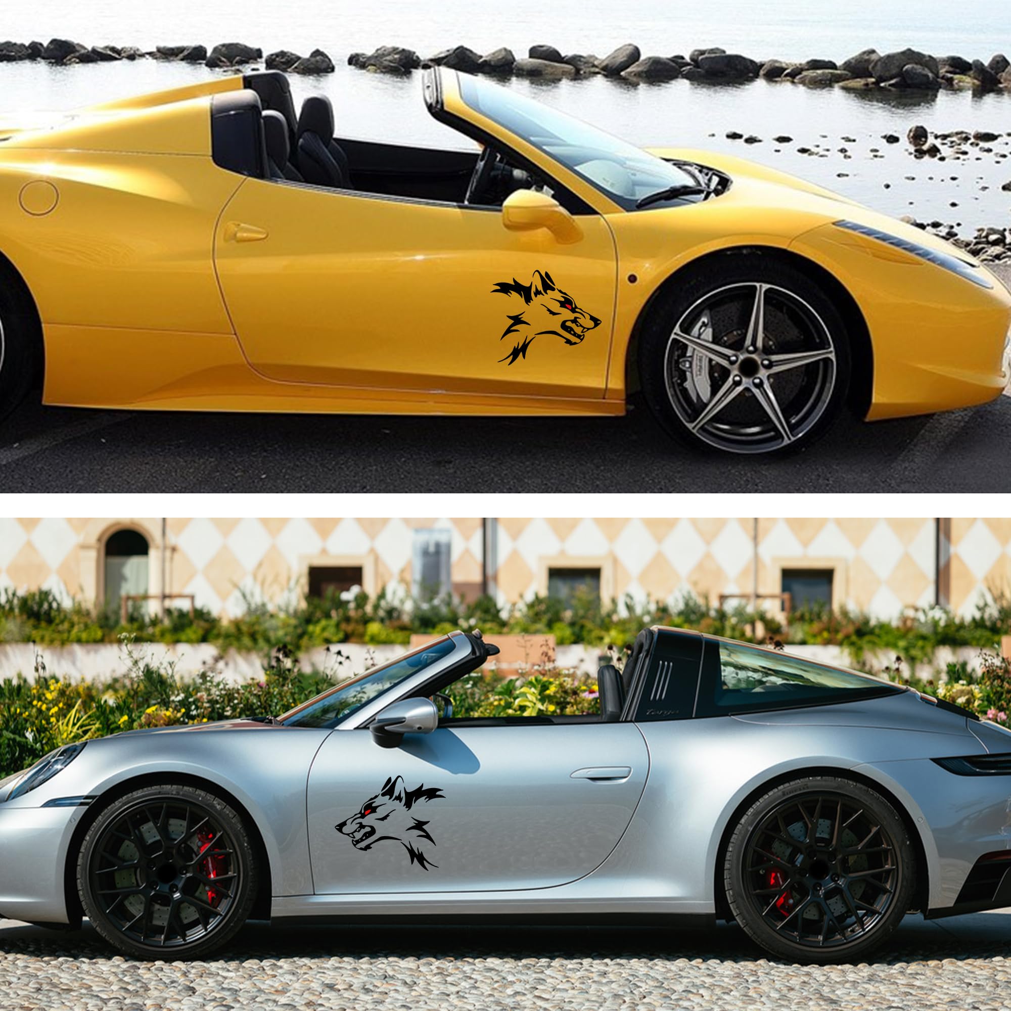 Pair Black Metal Fender Wolf Head Emblem Badge Side Wing Sport SUV - Foto 11