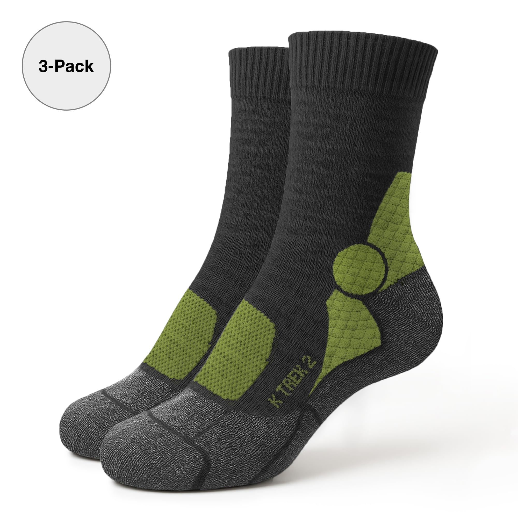 Kaiera - Trek Mid - 3 Pares Calcetines Técnicos de Trekking de Lana Merina, cómodos para las 4 Estaciones, Reforzados y Made in Italy