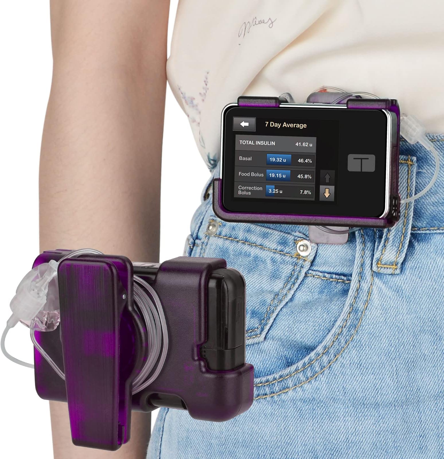 tSlim X2 Pump Case with 360ยฐRotating Clip, Tandem tSlim Pump Holder Spool Up Excess Tubing, t Slim G4 Pump Accessories t:Holster Smooth Edges (Purple)