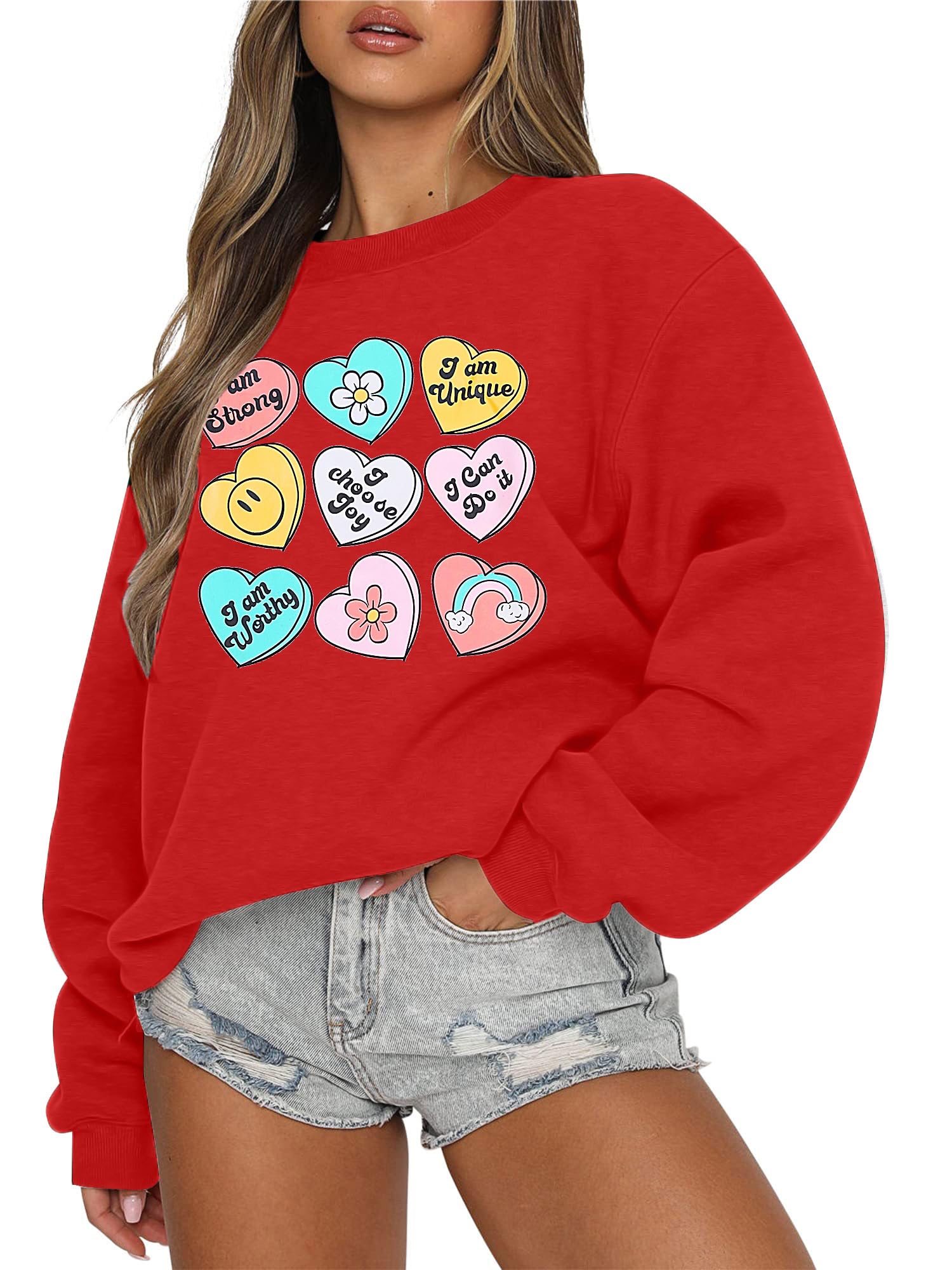 maximgr Valentines Sweatshirt Women Teacher Valentine Shirts sequin Love Heart Graphic Tee Valentine's Day Gift Pullover-picture-10