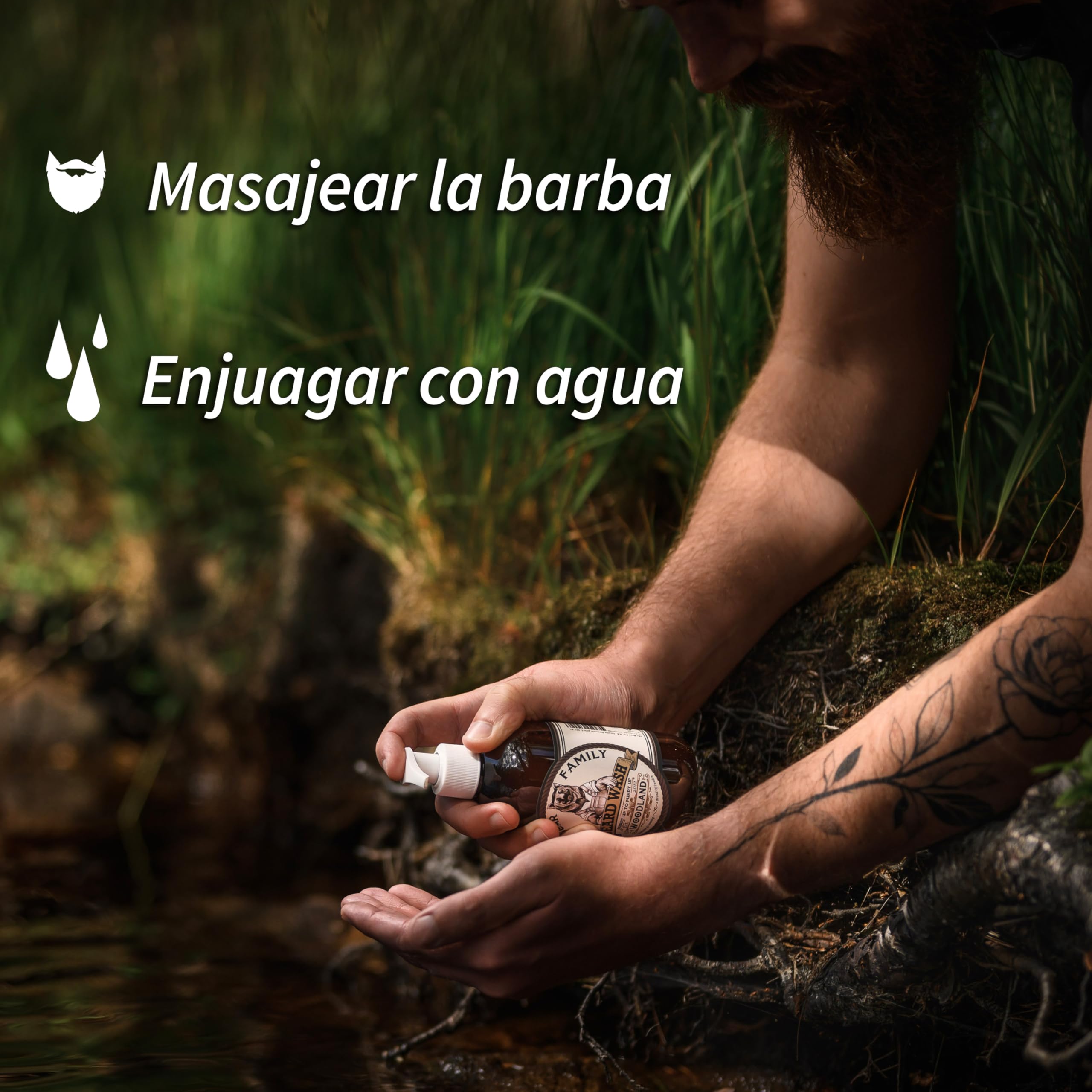 Mr Bear Family - Beard Shampoo - Citrus - Champu barba hombre natural 250ml - más hidratación para una barba abundante y sana – Jabon barba y acondicionador 2 en 1 para el cuidado barba hombre