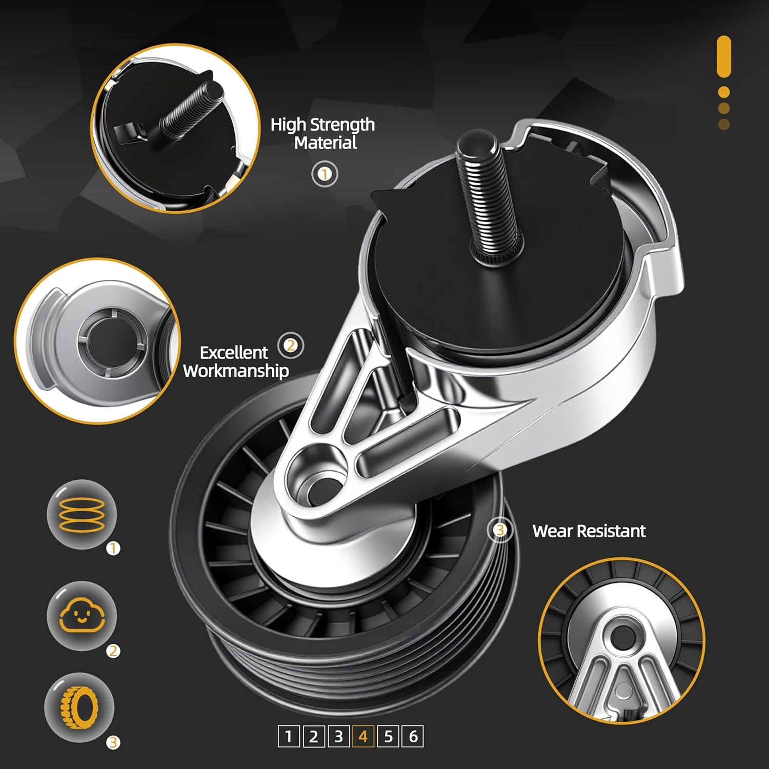 38116 38033 Belt Tensioner and Idler Pulley Assembly Fits for Dodge Ram 1500/2500/ 3500/ Dakota/Durango/ D150/W150 (3.9L/5.2L/5.9L) 1992-2003 90K-38116