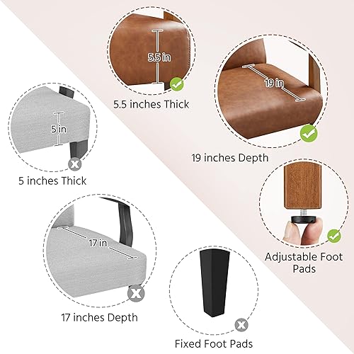 Miniatura 43 de Yaheetech Silla decorativa, silla de sala de estar de mediados de siglo, silla auxiliar moderna de tela de lino con respaldo alto para sala de