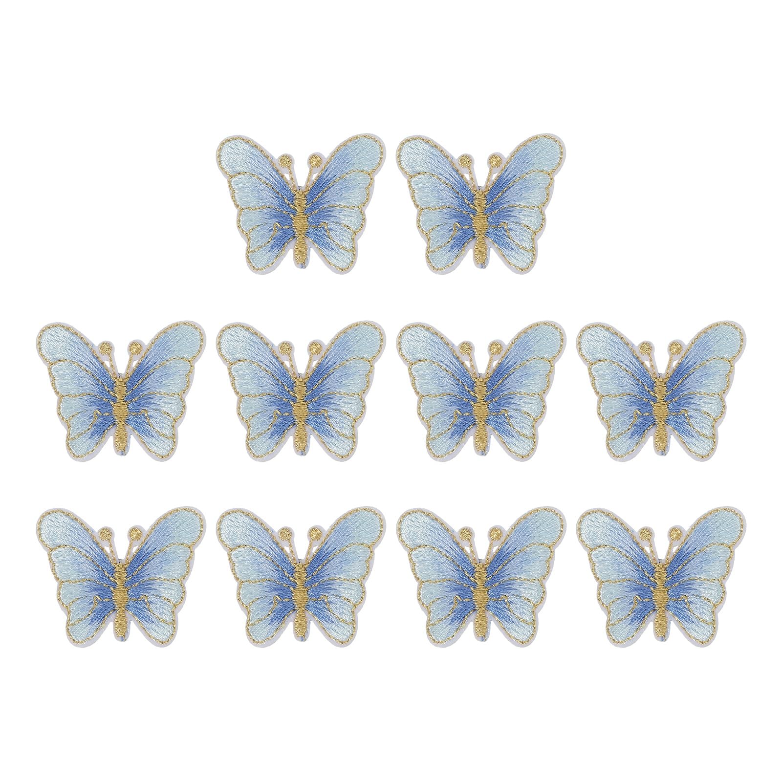 PATIKIL 10 Pcs Butterfly Iron on Patches, Embroidered Sew on Applique Repair Patch for Backpacks Clothing Shoes Hats DIY, Light Blue