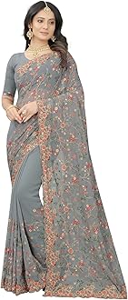 CRAFTSTRIBE Gorgette Saree Zari Work Sari Unstitched Blouse