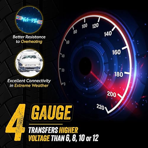Miniatura 9 de GOODYEAR - 2 calibradores, 16 pies - Transfiere un voltaje mayor que el calibre 4, 6, 8, 10 o 12 - Cables de puente resistentes con funda de PVC,
