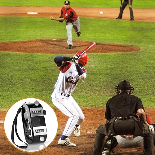 Miniatura 2 de Flutesan 2 unidades de contador de tono doble negro Tally Click Counter Score Tracker Contador digital de árbitro Béisbol Pitch Counter Clicker