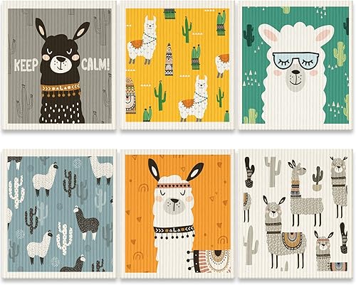 6 paños de cocina suecos de cocina, paños de cocina reutilizables, esponjas, absorbentes, sin olor, toalla de mano de secado rápido, toallitas de