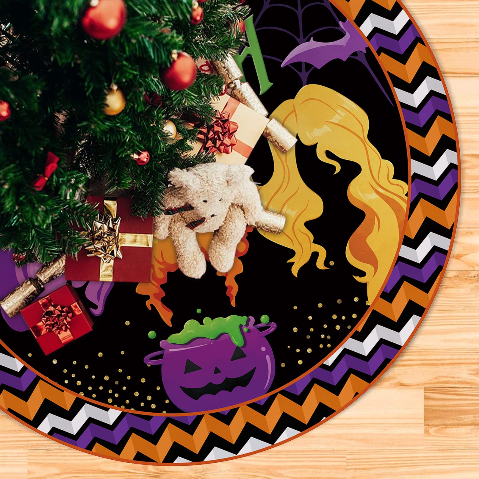 Hocus Pocus Witch Sisters Tree Skirt – 48 Inch Halloween & Christmas Tree Collar