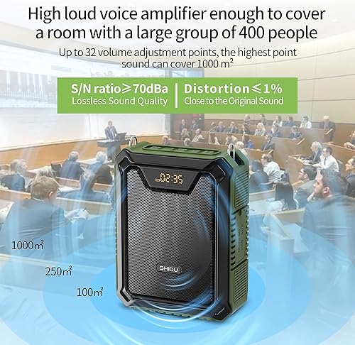 Miniatura 3 de SHIDU Amplificador de voz, altavoz de 18 W con micrófono, IPX5, impermeable, portátil, megáfono, sistemas PA, batería recargable de 2500 mAh para