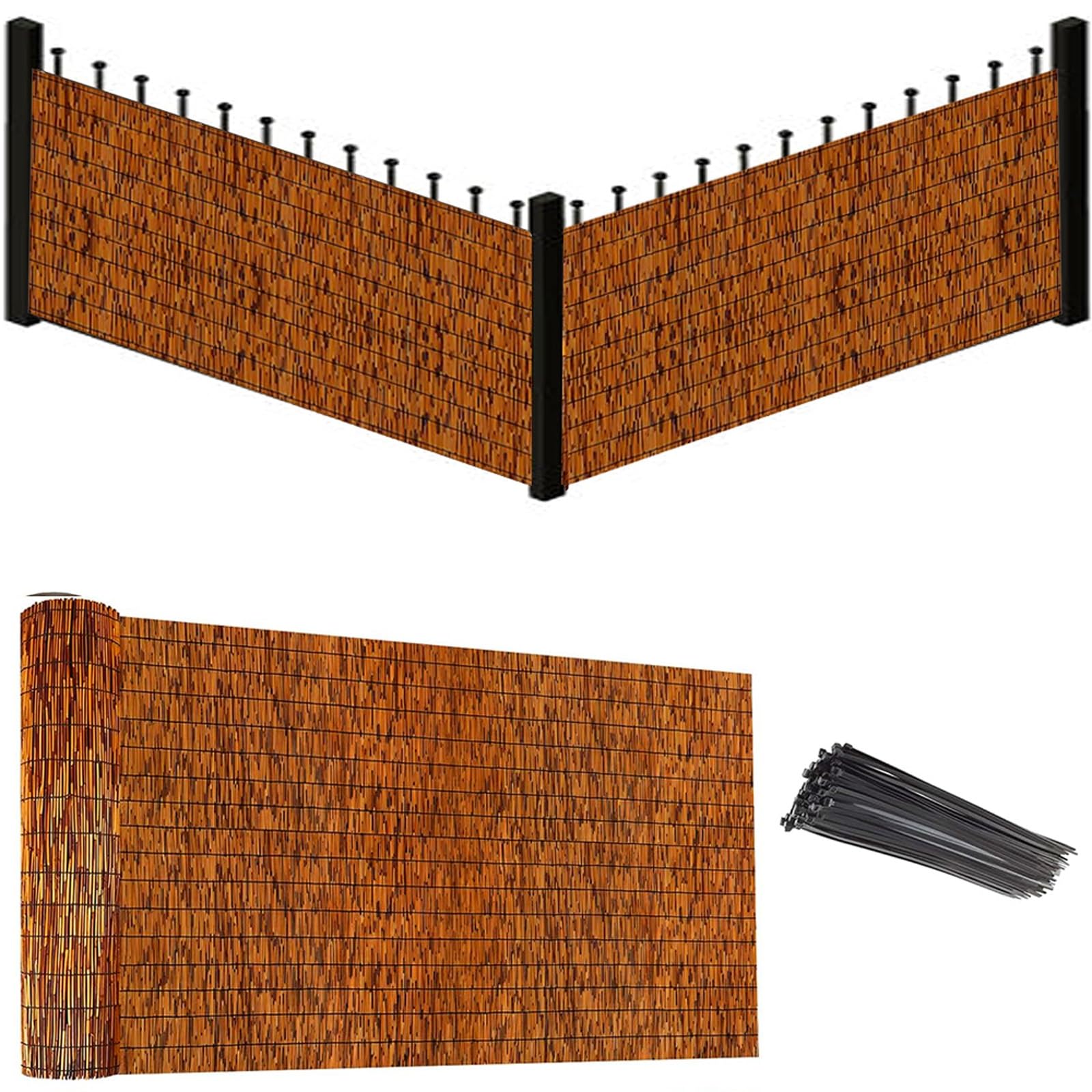 Natural Reed Fencing Rolls, Decorative Bamboo Fencing 2ft 3ft 4ft 5ft 6ft High Roll Reed Screen Curtain, Bamboo Fencing for Outdoor Balcony Patio