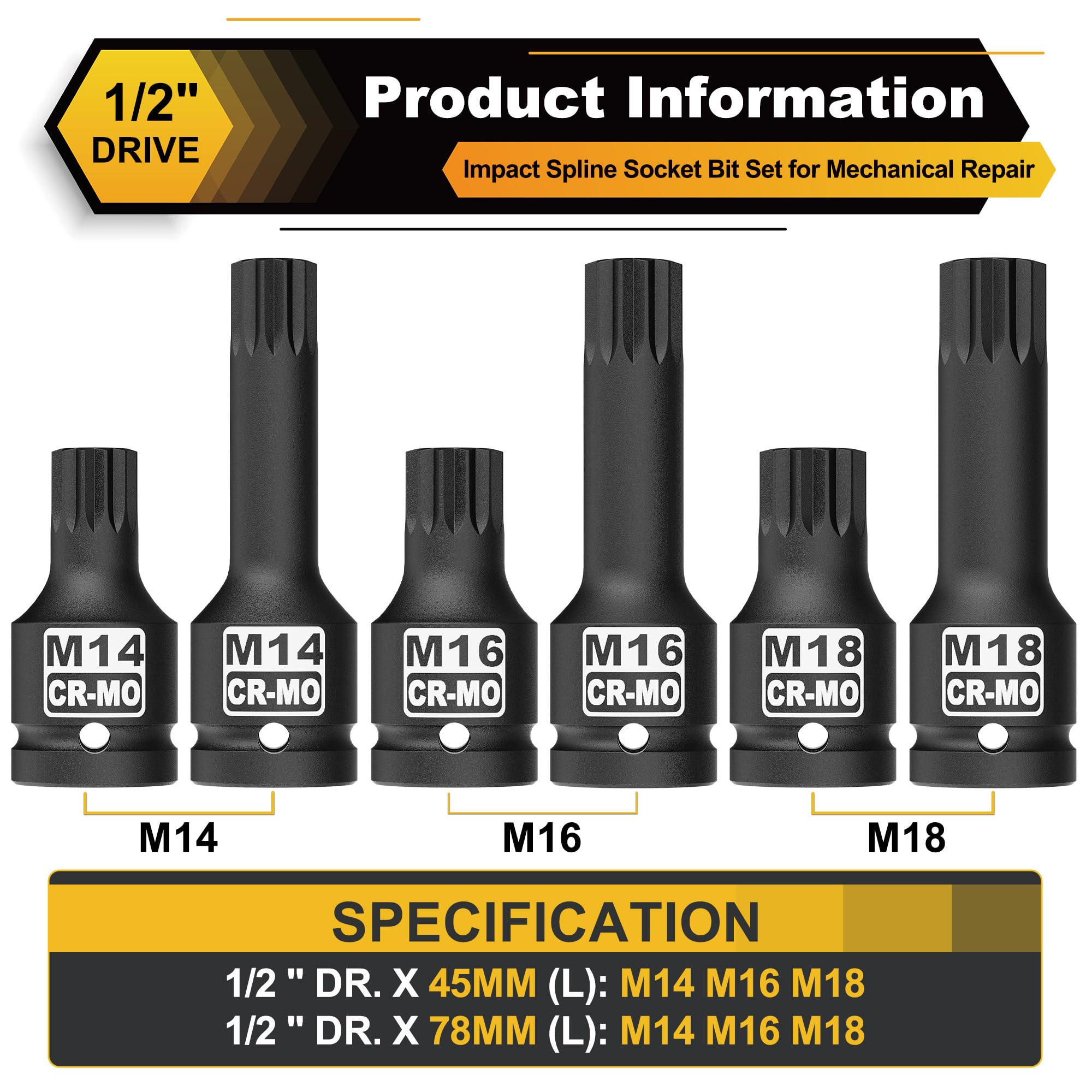 Serie Di Bussole 12,5 Mm (1/2") Poligonale Interno (per XZN) M14 - M18 6pz - Foto 10