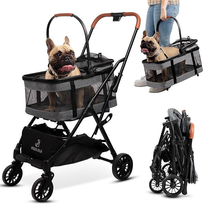 Pet Stroller with Detachable Carrier Ideal for Small to