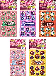 Just For Laughs Dr. Stinky's Scratch N Sniff Stickers 5-Pack- Tootsie Roll Pops Watermelon, Tootsie Roll Pops Grape, Tootsie Roll, Fluffy Stuff Cotton Candy, Charleston Chew