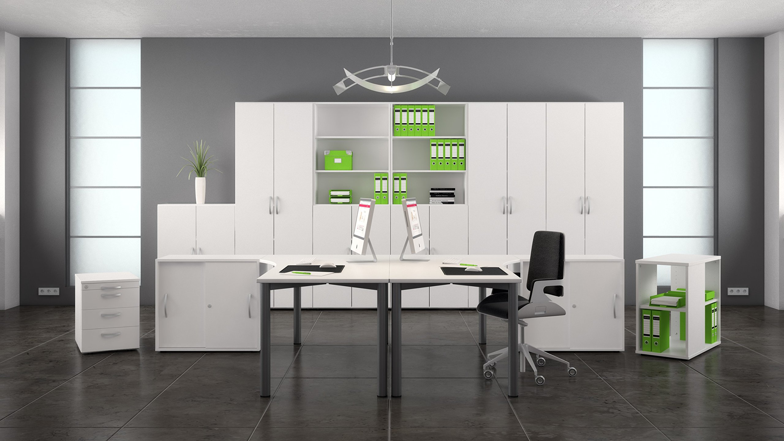 Gera Möbel Schranksystem Flex Schiebetürenschrank, Holzdekor, weiß/weiß, 80 x 42.5 x 118.2 cm