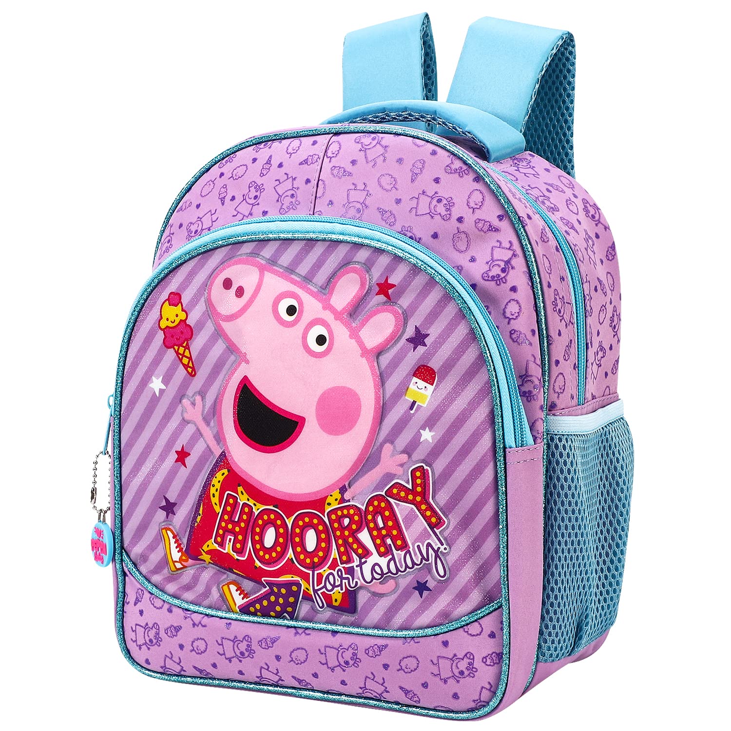 TemplarPeppa Pig Kids Childrens Premium Backpack School Rucksack Travel Bag with side mesh pockets and front zipped pocket, Multicolour, 30cm (height), 25cm (width), 12cm (depth) (1029P-1176)