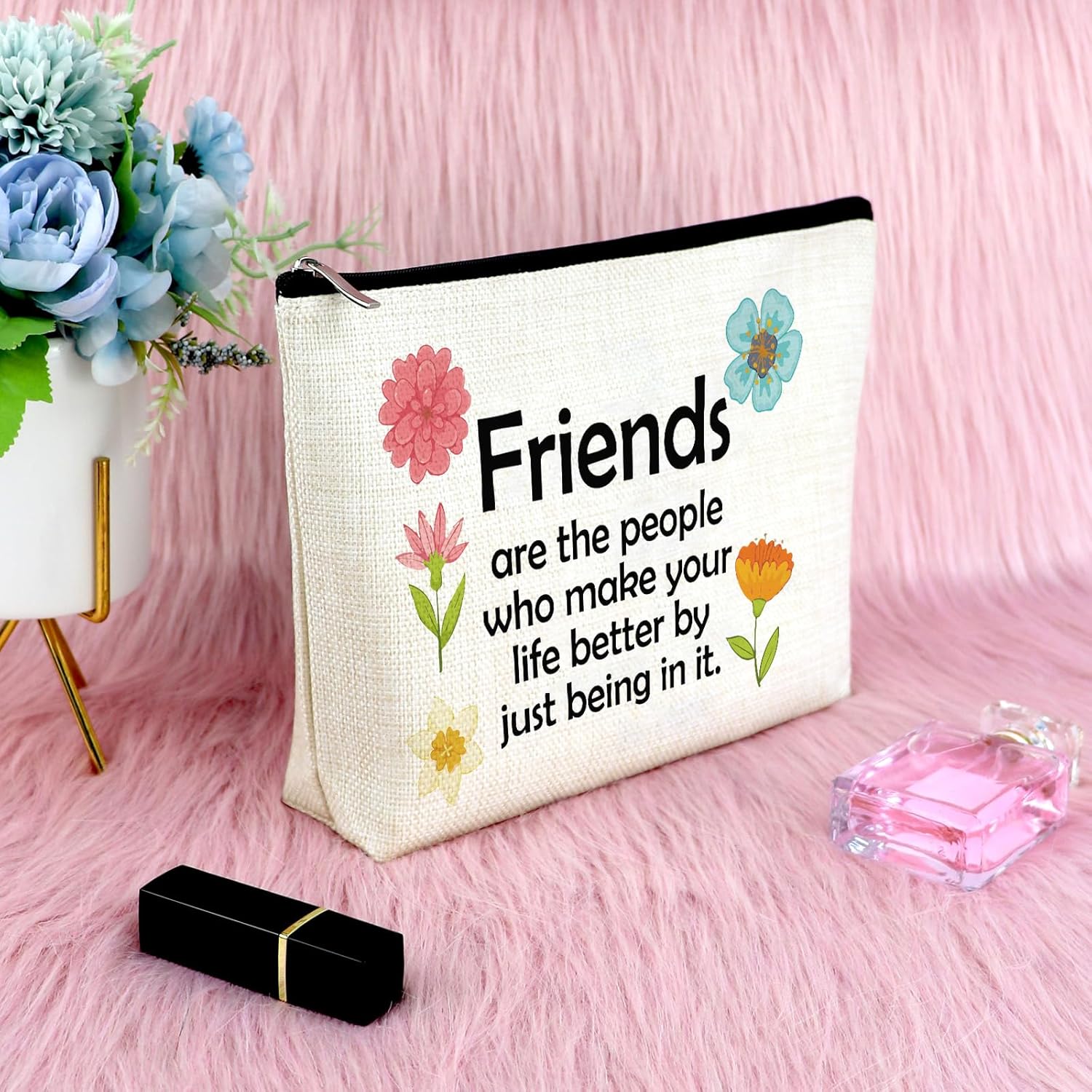 Friendship Gifts Makeup Bag Best Friend Birthday Gift for Women Long Distance Friendship Presents for Bestie Cosmetic Bag Birthday Christmas Gifts Idea for Women Her Sister Zipper Travel Pouch - Image 6