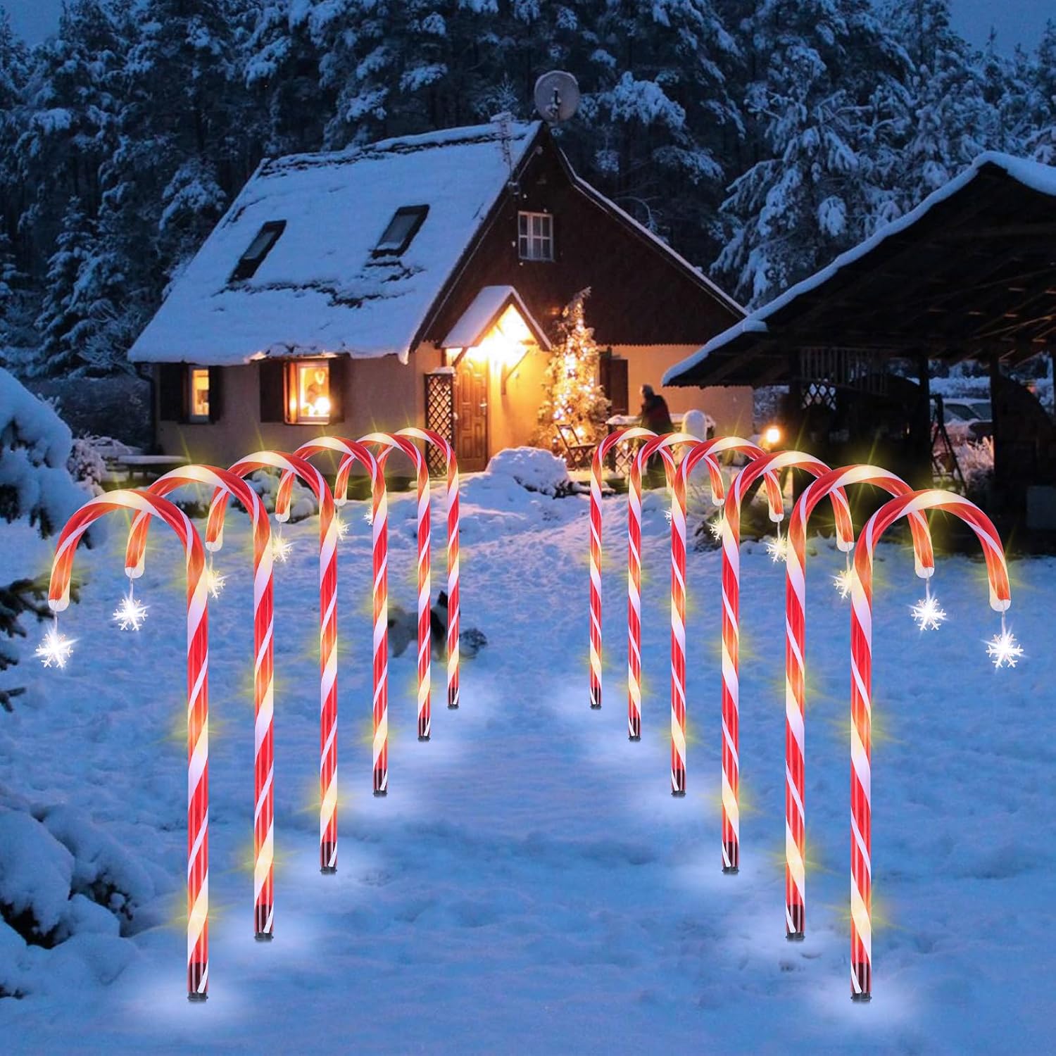 Detail LED svetielok so snehovými vločkami