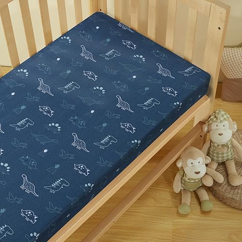 Miniatura 8 de Dreamology Sábana bajera ajustable para cuna de bebé, jersey de punto 100% algodón, se ajusta a colchones estándar para cuna, sábana bajera para