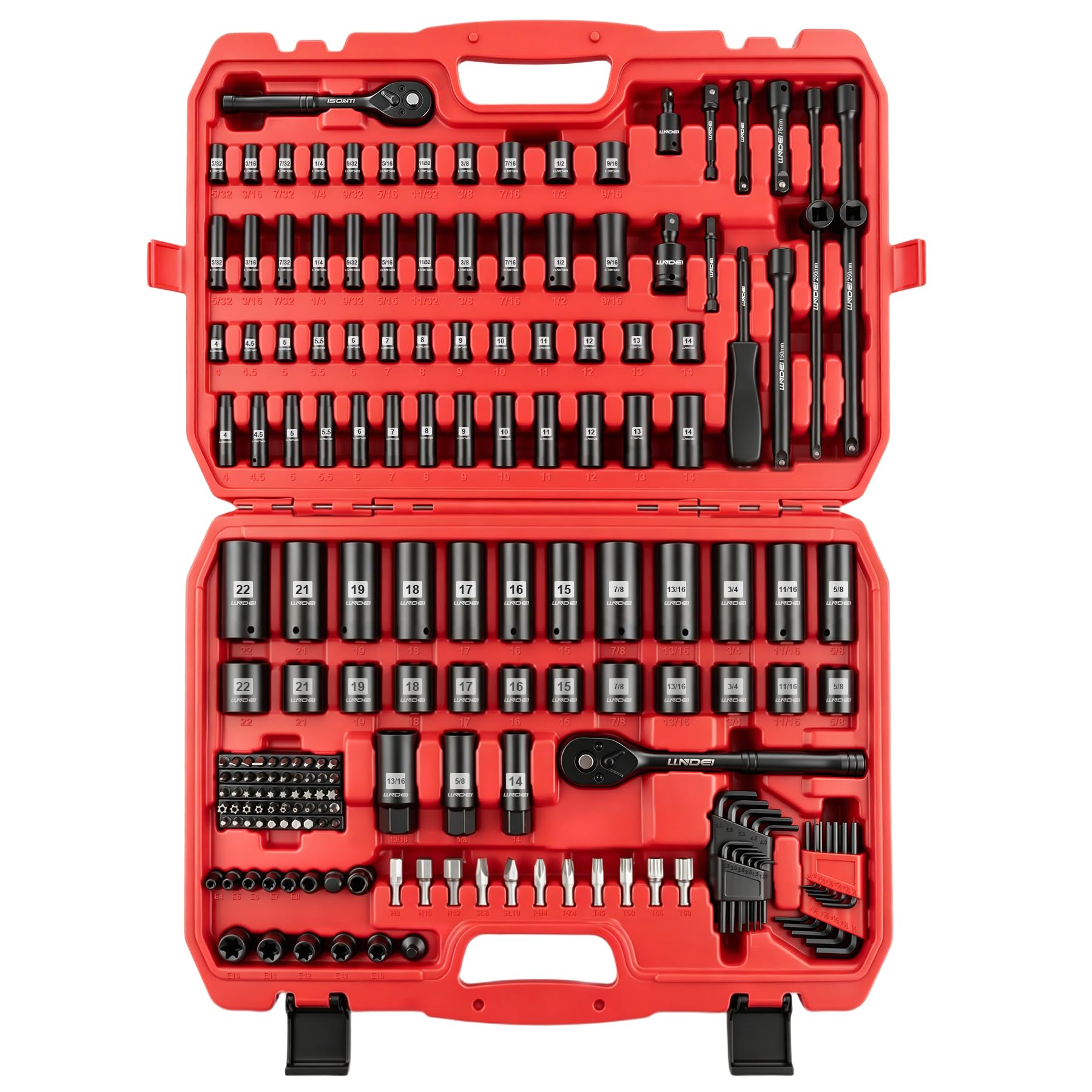 ちか　38 LLNDEI 1/4 & 3/8 Inch Drive Impact Socket Set, 186 Pieces Metric