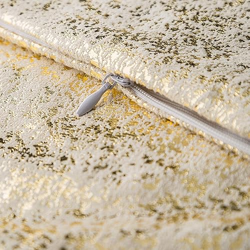 Miniatura 4 de Xinrjojo Cojines de Champán 16x16 pulgadas, Fundas de Cojín Oro y Blanco, Juego de 2, Fundas de Cojín de Terciopelo Decorativas con Purpurina,