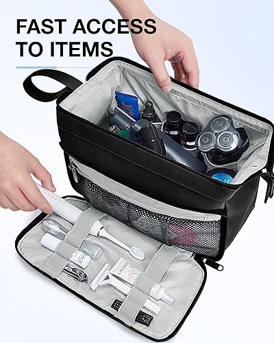 Miniatura 4 de BAGSMART Bolsa de aseo para hombres, bolsa de viaje de apertura amplia para artículos de tocador, kit Dopp resistente al agua, bolsa de higiene de