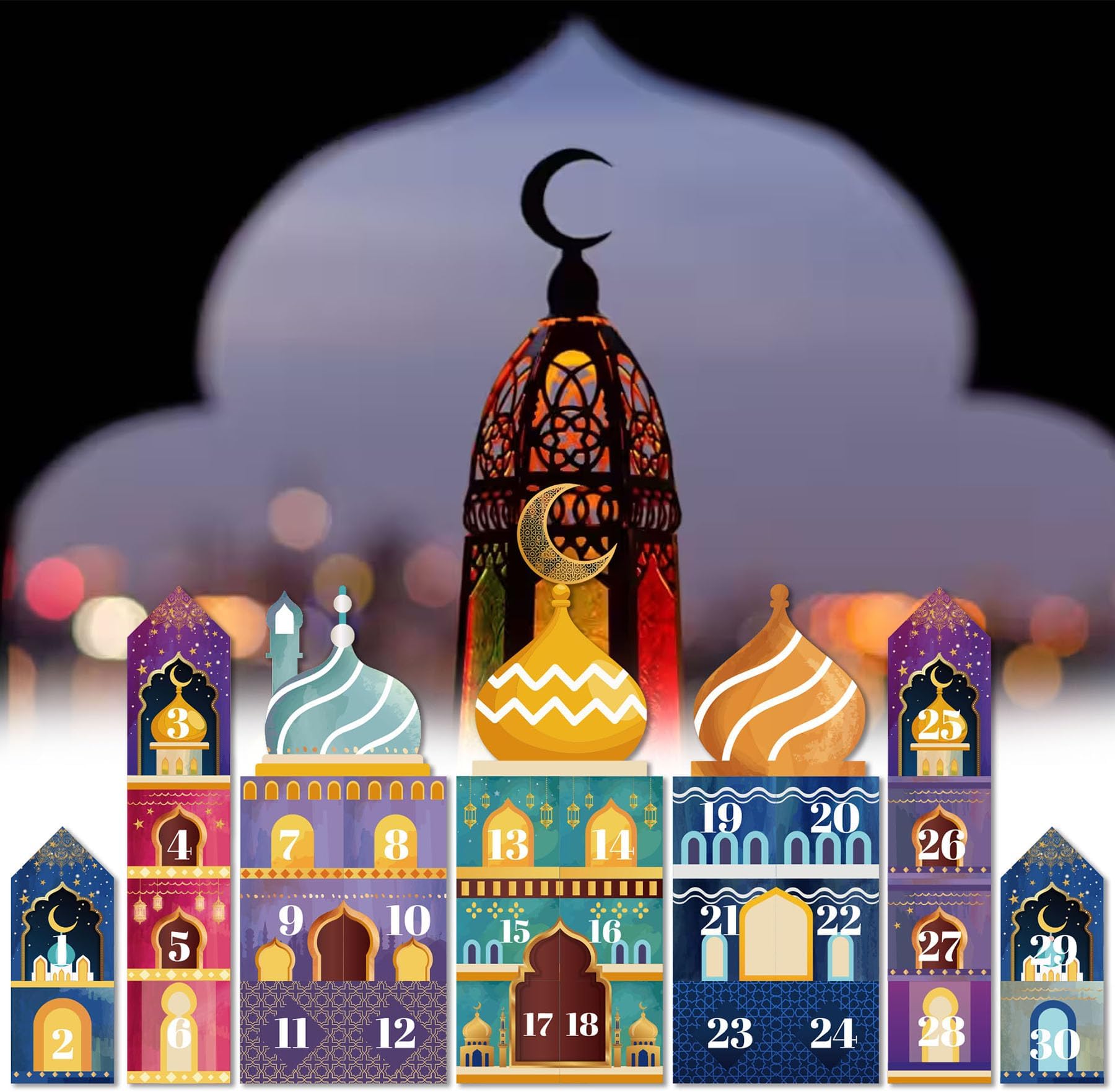 Ramadan-kalender van hout met led