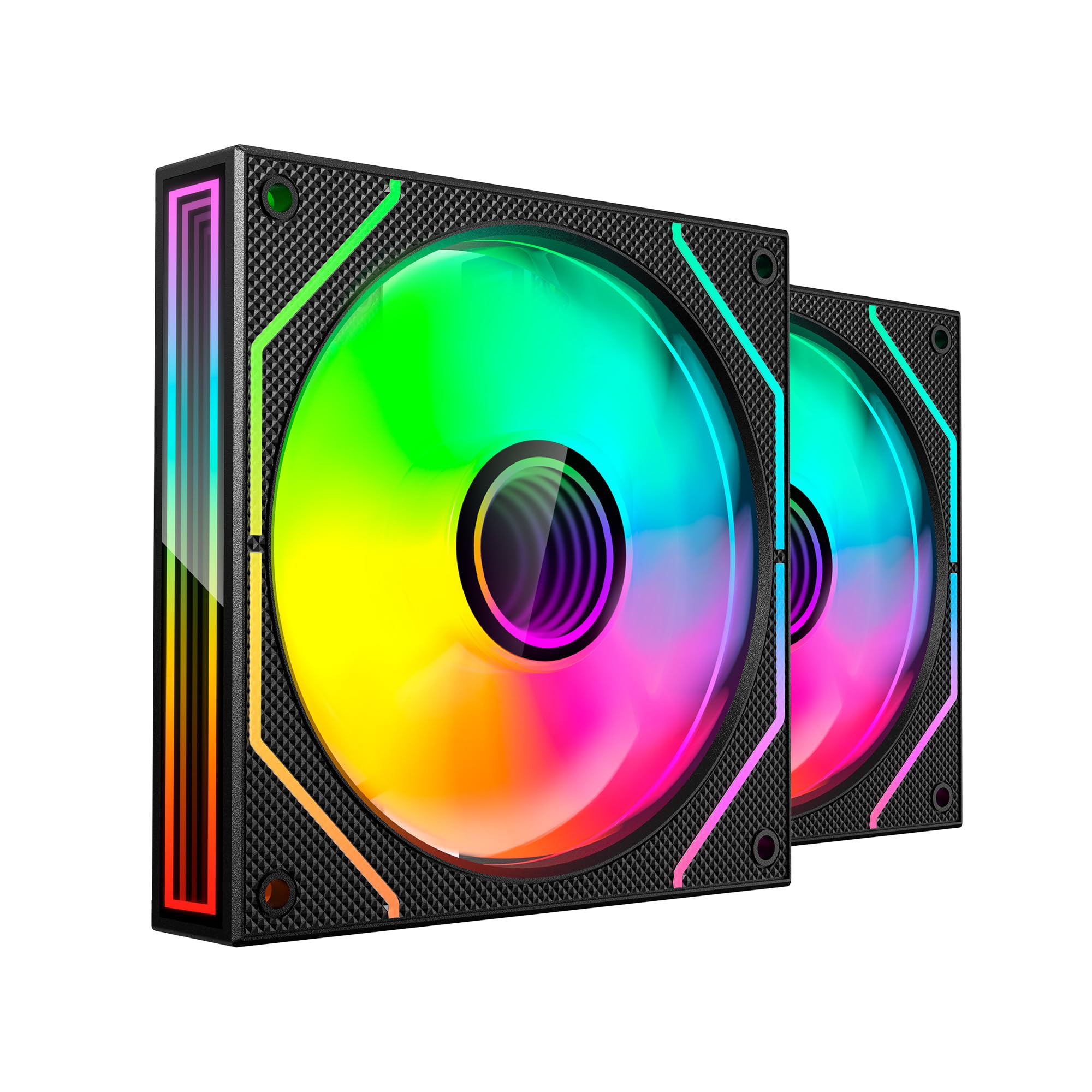 MARS GAMING MF-3DPROX2, Kit 2x PWM Fans 120mm, ARGB Triple Infinity Mirror 360° Lighting, PWM Control System, FDB Bearings, PC Fans with Full ARGB Compatibility, Black
