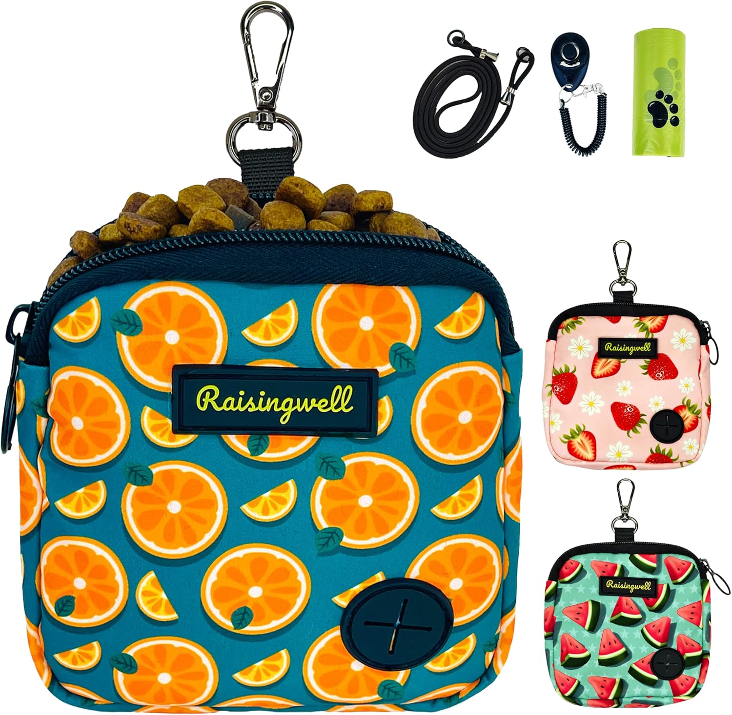 Dog Treat Pouch for Pet Walking and Training with Clicker Poop Bags Small Fanny Zipper Pack Holder for Puppy Snack Dispenser Kit for Leash and Outdoor Use (Fruit Orange) Dog Treat Pouch for Pet Walking and Training with Clicker Poop Bags Small Fanny Zipper Pack Holder for Puppy Snack Dispenser Kit for Leash and Outdoor Use (Fruit Orange)