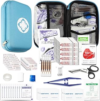 276PCS Small Travel First Aid Kit Supplies for Business, First Aid Emergency Set Backpacking Essentials Items Trauma Survival Kits for Outdoor Adventure, Blue AMORNING