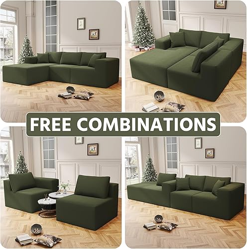 Miniatura 5 de Sofá modular Cloud de 108 pulgadas con diván en forma de L, sofá modular moderno de 4 asientos con asiento profundo, sofás tapizados para sala de