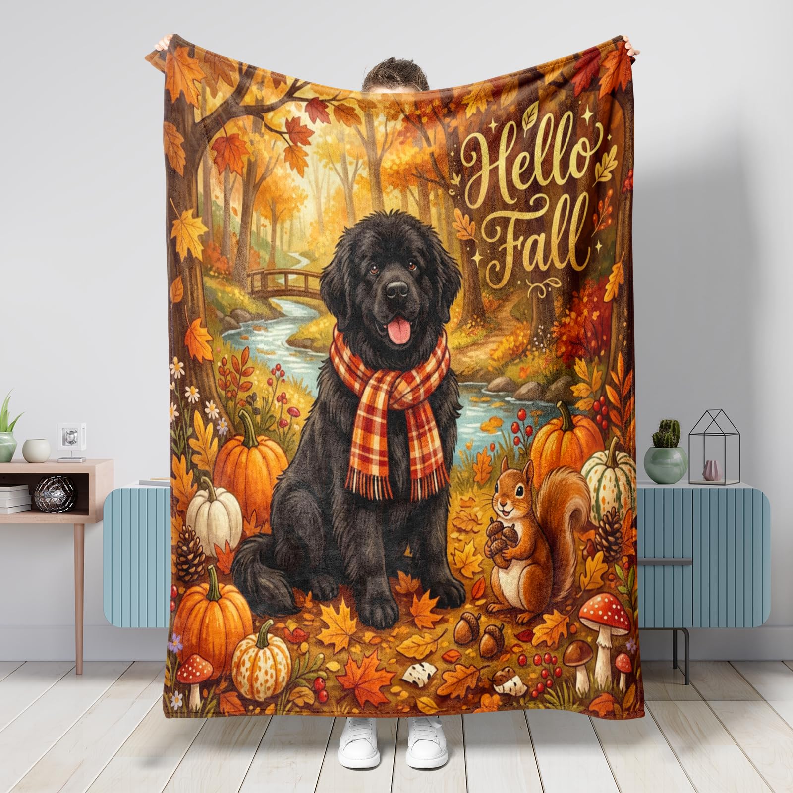 Couverture d'automne flanelle plaid canapé voyage décoration Terre-Neuve