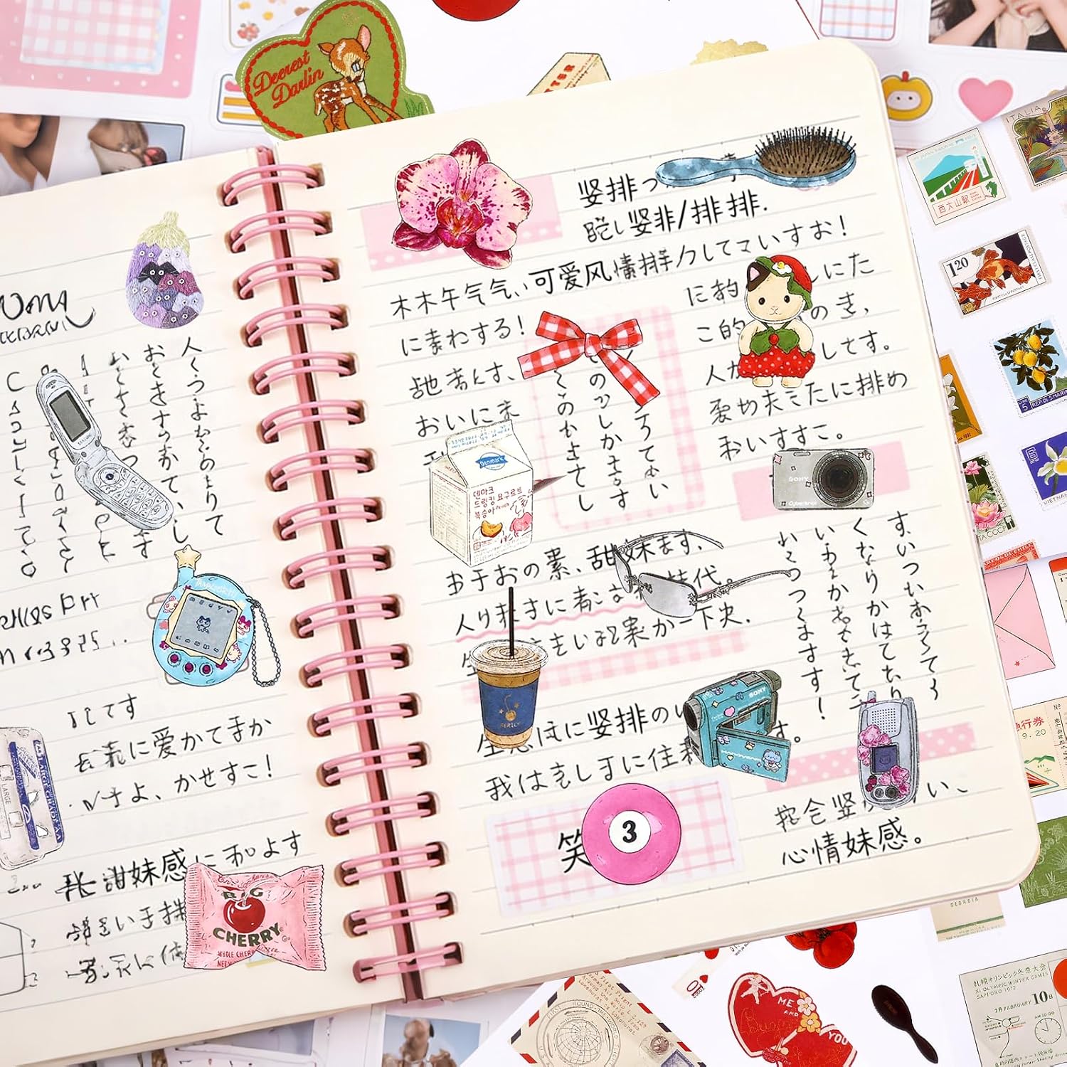 ZLFSRQ 2026 New Girlhood Sticker Book 1260+Pcs Retro Junk Journal Stickers