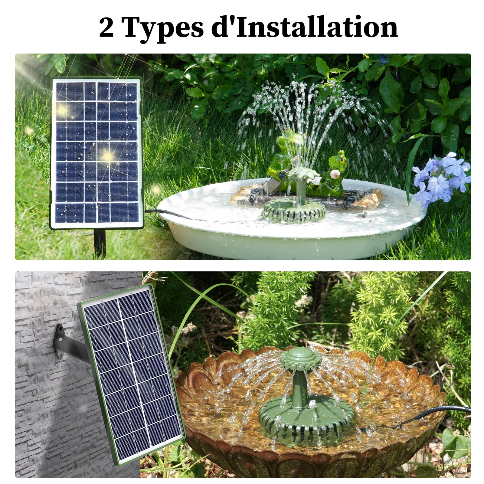 AISITIN Fontaine Solaire 3,5 W | Divers Effets de Pulvérisation, pour Bassin, Étang et Jardin, Câble de 3 m, Vert Foncé