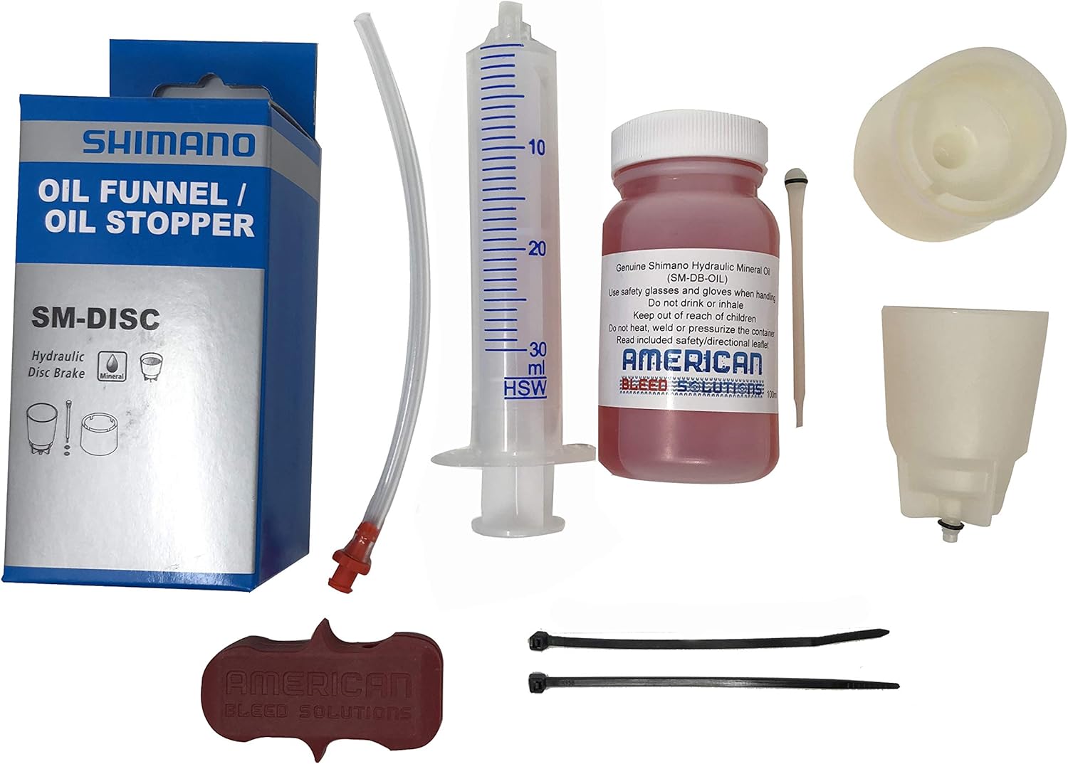 Shimano Bleed Kit 100ml Mineral Oil Fluid Funnel Stopper