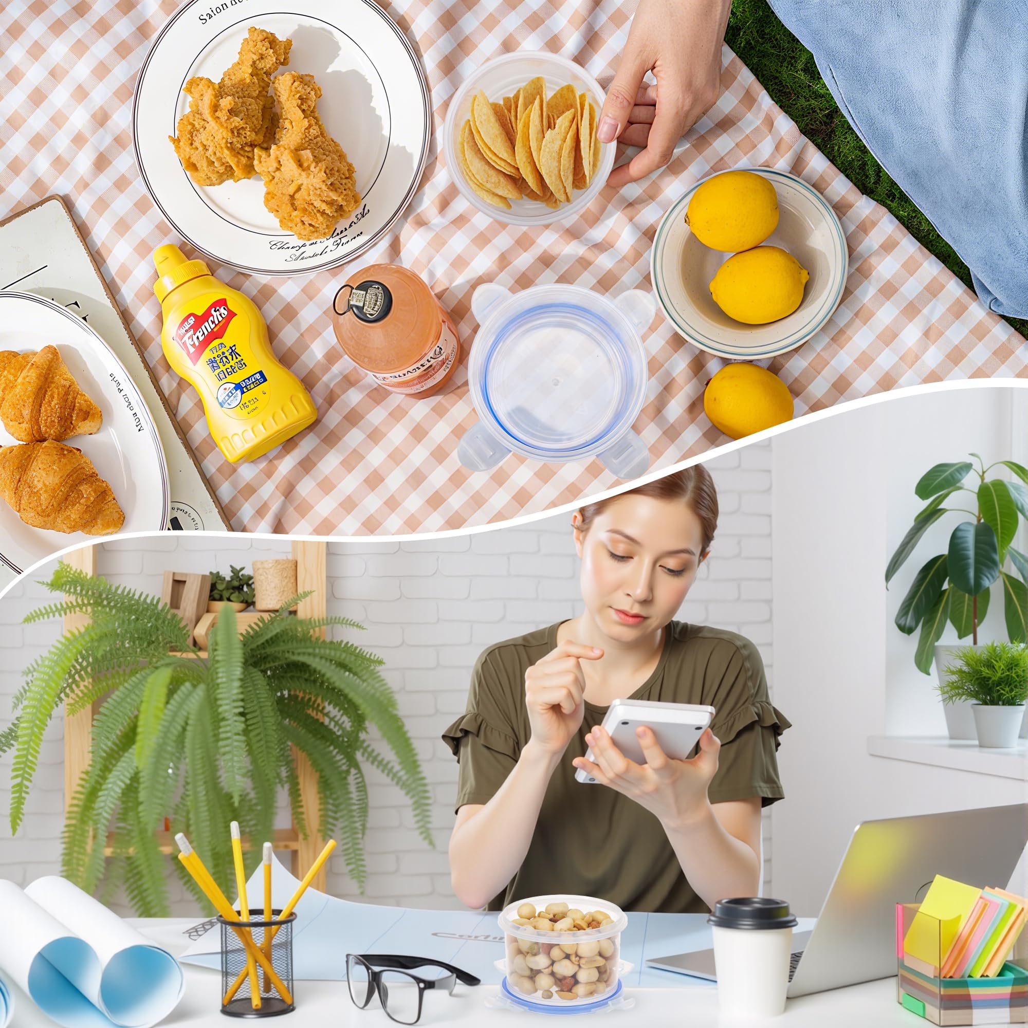 Starvortex 6szt Małe pojemniki na żywność z pokrywkami, 300ML plastikowe pojemniki na przekąski, plastikowy hermetyczny zestaw pojemników kuchennych na żywność, wielokrotnego użytku małe pojemniki z