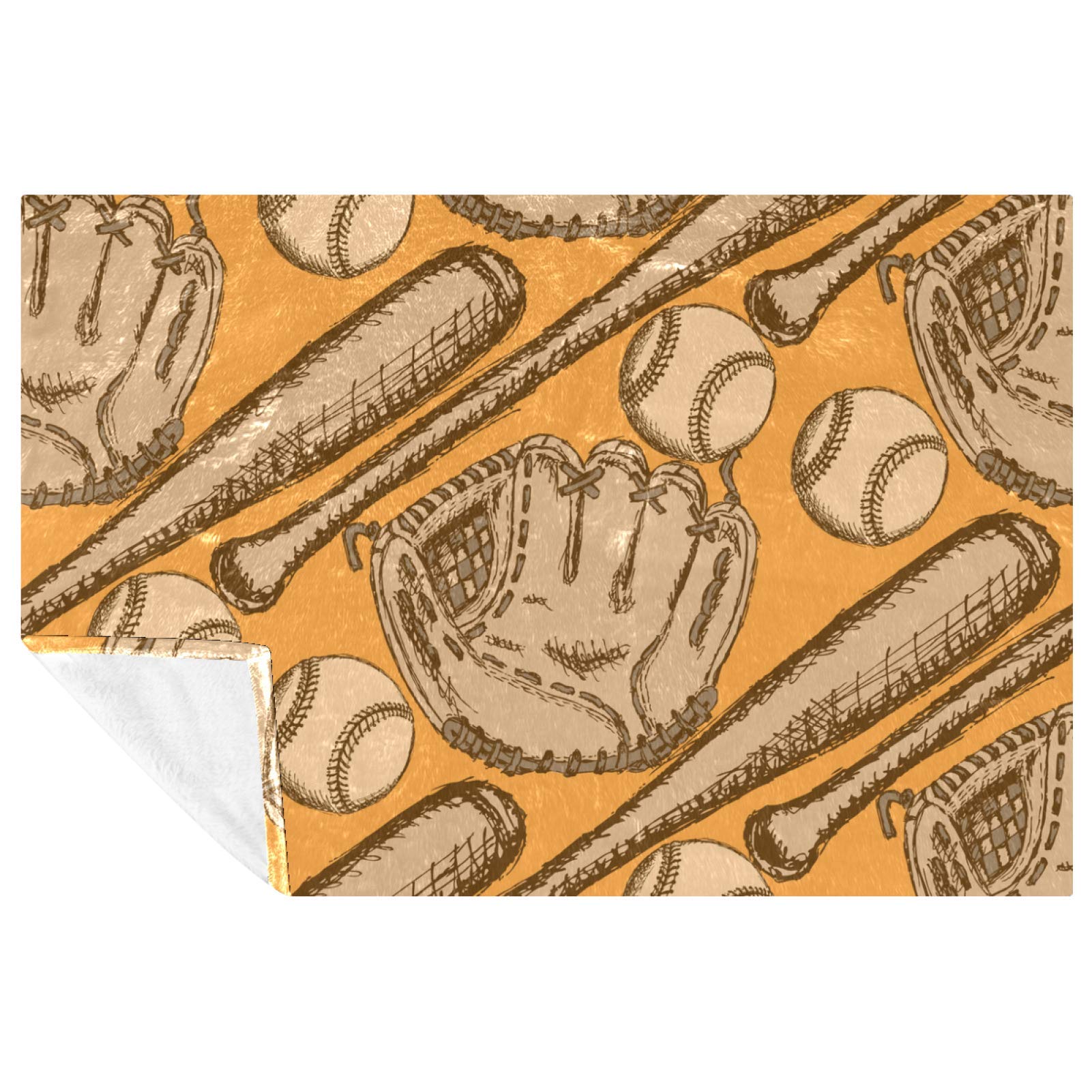 Couverture motif baseball 150x100 cm pour lit et canapé