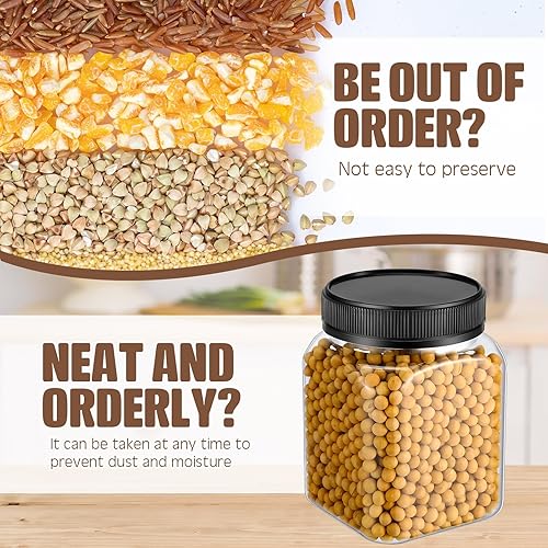 Miniatura 5 de Nosiny 12 tarros de plástico de 24 onzas con tapas, recipientes herméticos para alimentos, tarros grandes de plástico con tapas de rosca,