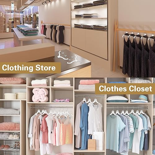 Miniatura 5 de Wesiti Paquete de 60 perchas transparentes para ropa a granel de 17 pulgadas, perchas de plástico con corte de cristal, perchas para abrigos,