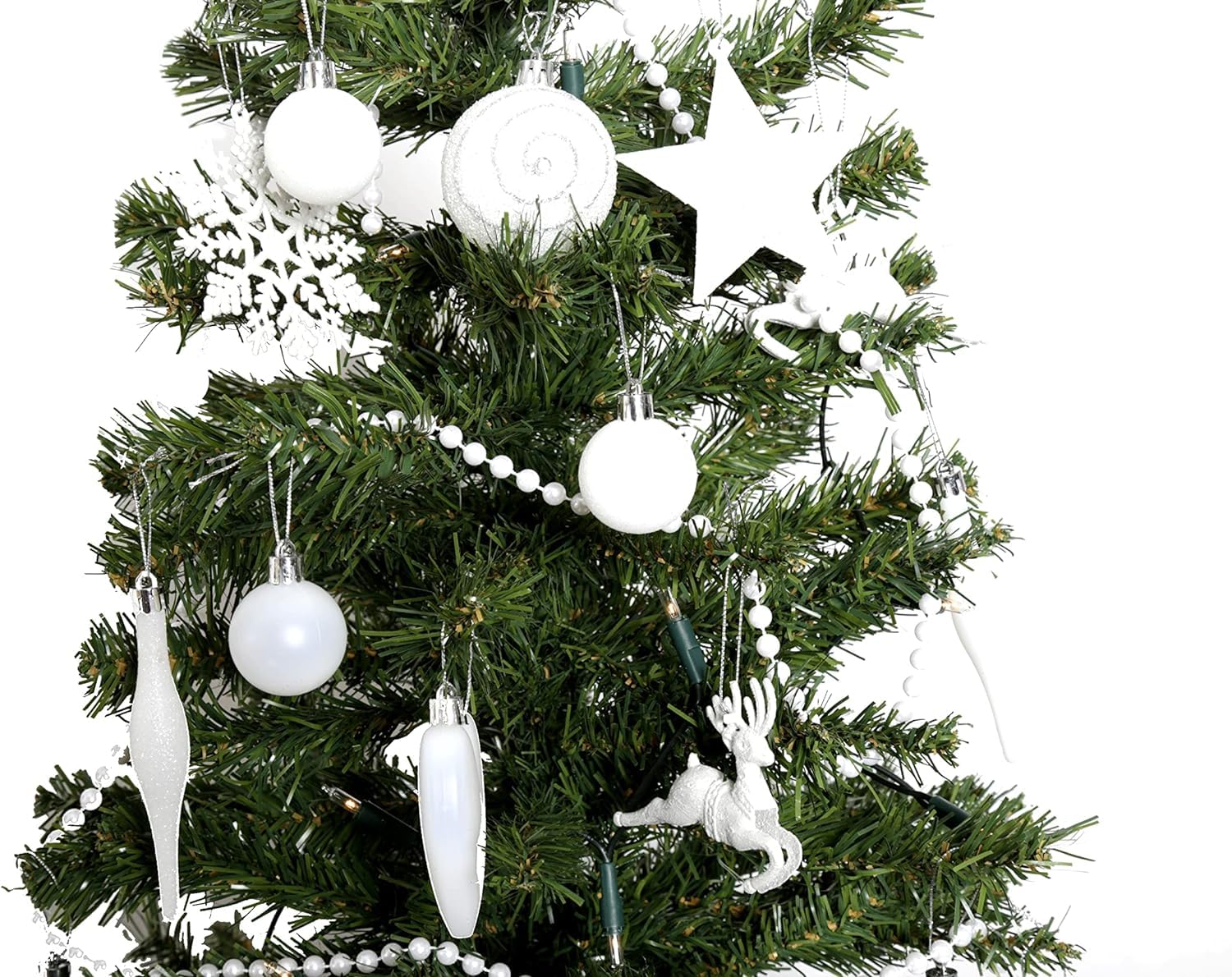 UKDD® Set of 9 Premium Baubles Luxury Christmas Tree Bauble Decorations Matte, Glitter, shiny Baubles (White) - Image 3