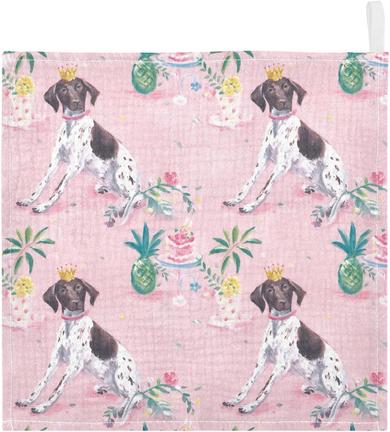 vvfelixl Baby Muslin Washcloths Spotted Dogs Baby Burp Cloths Cotton Babys Face Towel for Infants Soft 11.8 X 11.8 in, 3 Pack