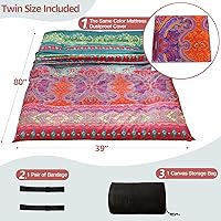 Vista 346 de Colchón futón japonés de piso gris constelación, de piso tatami, portátil, para acampar, para niños, sofá cama plegable enrollable con protector