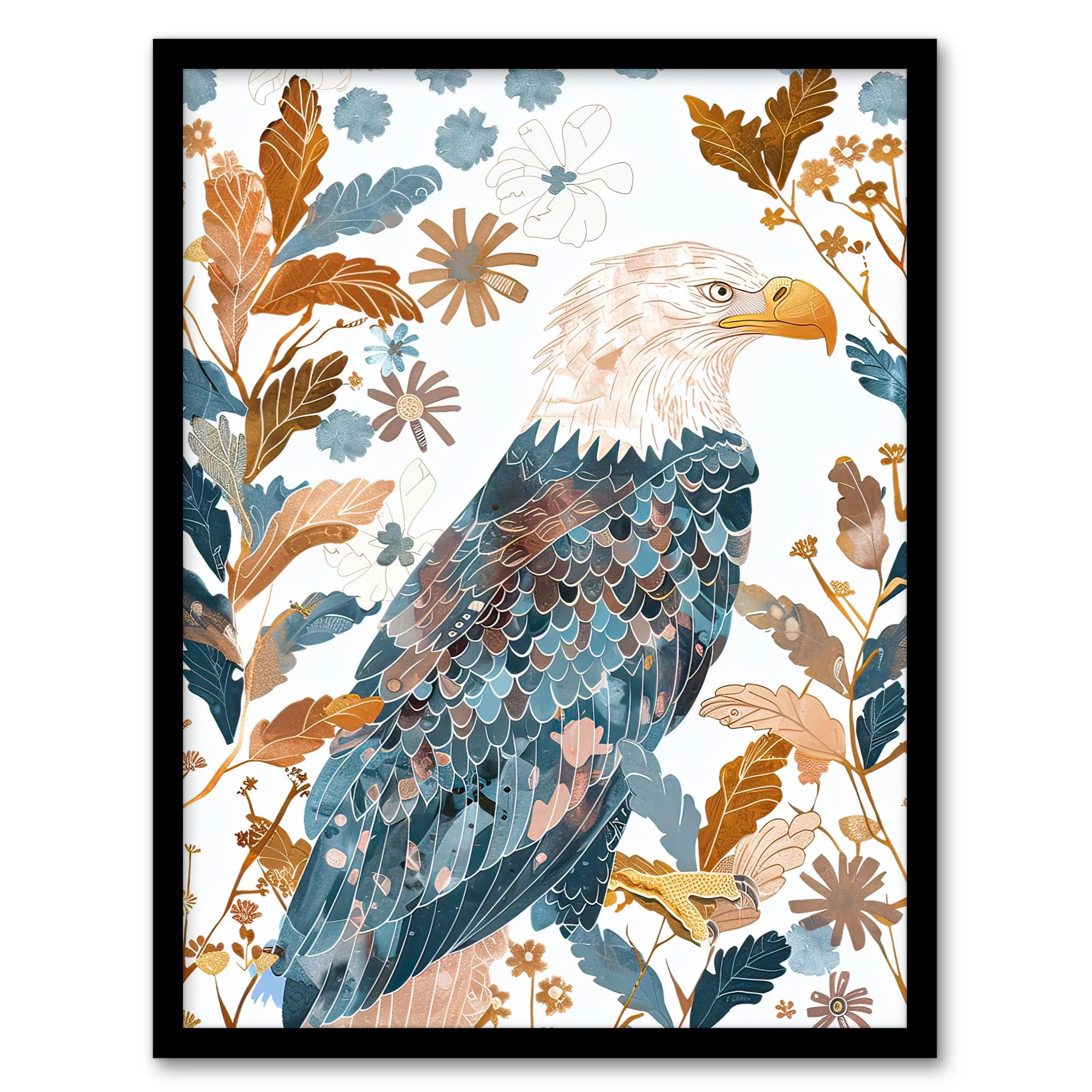 Artery8 - Framed Print - Folk Art - Watercolour - Bald Eagle