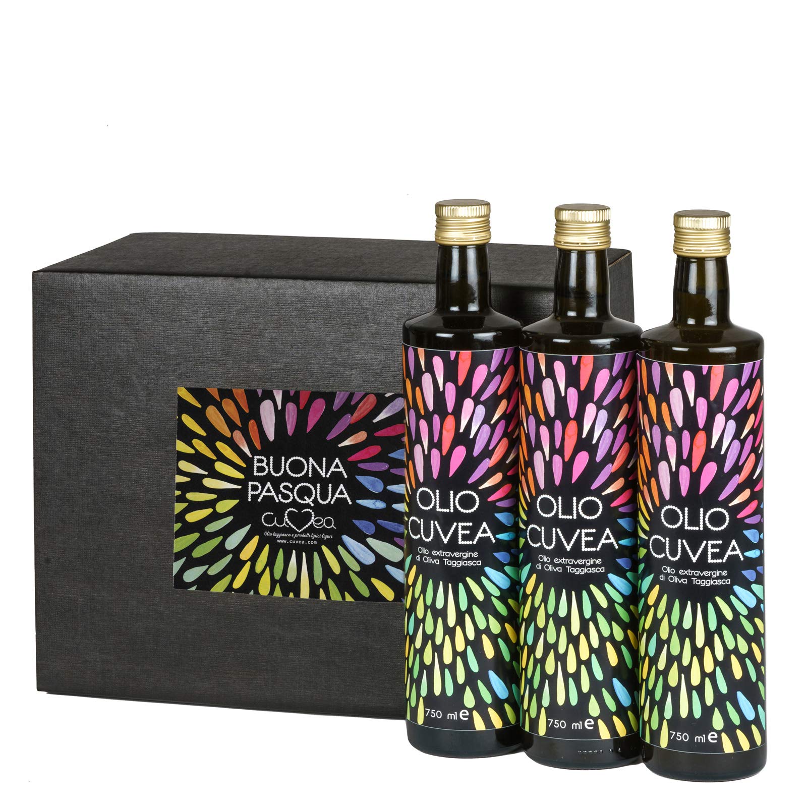 Coffret cadeau Huile d'olive extra vierge de Taggiasca Premium 3 bouteilles 750 ml Ferme Cuvea