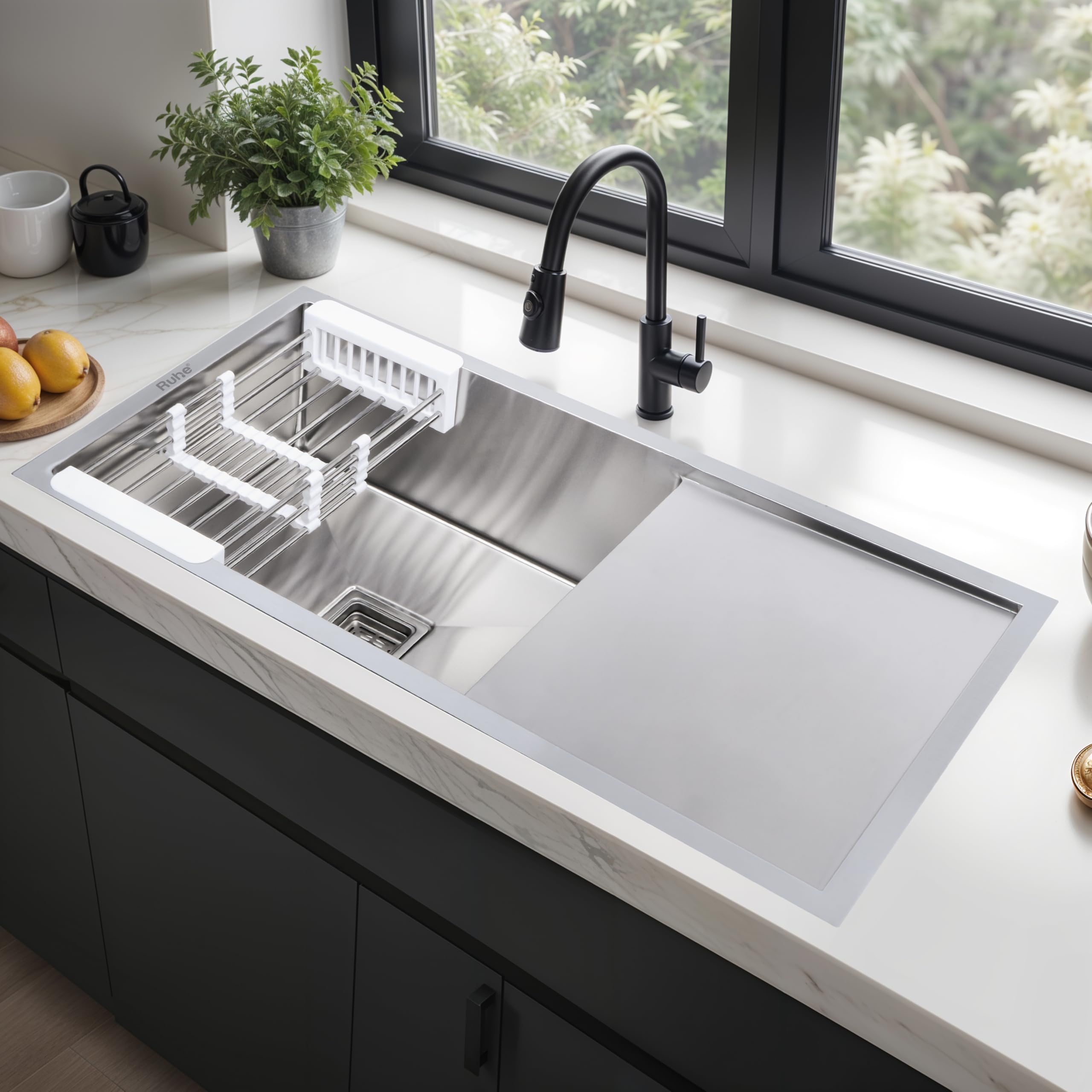 Ruhe® Handmade Exclusive Single Bowl 37x18x10 Kitchen Sink with Drainboard | Premium Stainless Steel Handmade Kitchen Sink | Brushed Matte Finish | Strainer-Basket/Sink Coupling/Waste Pipe (B0BLSYX35H) Amazon Price History, Amazon Price Tracker